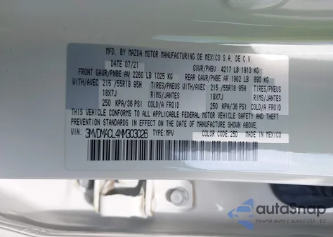 2021 Mazda Cx-30 Preferred from USA, damaged, VIN 3MVDMACL4MM303026